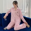 Startseite Bekleidung Jacquard Dot Damen-Nachtwäsche, 2-teiliges Pyjama-Set, Satin-Nachtwäsche, lässige Lounge-Kleidung, Herbst-Nachthemd-Pyjama Homewe