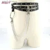 Waist Chain Belts 1Pc Unisex Female Leather Skirt Belts Punk Gothic Rock Harness Waist Metal Chain Bo Bondage Hollow Belt Accessories For LaL231221