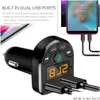 Bluetooth Car Kit FM Sändare Bluetooth Car Mp3 O Player Hands Kit 5V 3.1A Dual USB Charger 12-24V TF U Disk Drop Delivery Automobi DHRXL