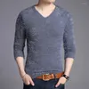 Men's Sweaters Men Autumn And Winter Korean Style V-Neck Pullover Knitwear Supple Cozy Solid Color Casual Warm Large Size Long-sleeved Tops