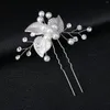 Hair Clips Bridal U-shaped Pin Metal Barrette Clip Gold Color Leaf Hairpins Rhinestone Wedding Hairstyle Design Tool Women Accessories