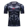 Camiseta masculina manga curta musculação compressão mma camisa proteção solar segunda camada secagem rápida fitness top esporte cody rashguards