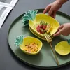 Teller europäischer kreativer süßer Keramik Ananas Form Dessert Reisschale Obstspiel Abendessen Home Steak Snack Teller Nierteln Geschirr