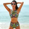 Wear Floral Skull Print Bikini Swimsuit Sugar Skulls Pattern High Cut Kawaii Festival Swimwear Female Bulk 2 Piece Bathing Suit