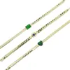 Link Chain 5mm Herringbone With Single Green Heart Rectangle Eye Charm Gold Color European Women Fashion Bracelet Rodn22211d