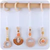 4 PCS Baby Gym Frame Pendants Prise de fitness Rack Porte-tronleur Berceau en bois Perles d'anneau en bois TETEH