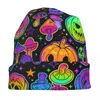 Bérets Champignons Magiques Et Citrouilles Casquette Vintage Automne Hiver Skullies Bonnets Chapeau D'été Chaud Thermique Élastique Bonnet Tricot Chapeaux