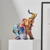 Graffiti Colorful Painting Elephant Sculpture Figurine Art Elephant Statue Creative Resin Crafts Home Porch Desktop Decor 231220