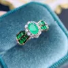 Cluster Rings Natural Real Green Emerald Ring Per Jewelry 4 6mm 0.5ct Gemstone 925 Sterling Silver Fine J23886