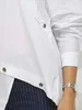 Kvinnors T-skjortor Yeezzi Women Korean Fashion Knapped Asymmetric Split-Front Bluses 2023 Spring Autumn Long Sleepes Causal White Tops