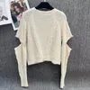 Women sweaters autumn and winter sweater knitting design gentle lady fashion pullover new hot drill letter ribbon bow accessories irregular long sleeve pullover