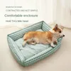 Lit pour chien chat animal carré réseau chenil médium petit chien canapé lit coussin animal de compagnie de chien apaisant lit maison de compagnie de compagnie accessoires 231221