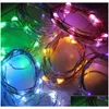 Cordas LED 2M 20 Luzes de Fada String Estrelado Cr2032 Botão Bateria Operado Sier Natal Halloween Decoração Festa de Casamento Luz Dhxtw