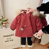 Winter Kids Red Star Parka Jacket Children Clothing Girls Jacket Korean Baby Clothes Faux Fur Coat Snowsuit Outerwear Overcoat 231221