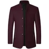 BROWON Merk Winterjas Mannen Chinese Stijl Opstaande Kraag Effen Jassen voor Mannen Herfst en Winter Business Casual Wollen Jas 231220