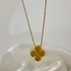 vanty cleefty High version Clover Single Flower sided Natural Tiger Eye Stone Necklace for Women Gold Thick Plated 18K Rose Gold Simplicity