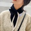 Harvkorean Solid Color Wool Stick Cross Warm Scarf Woman Fake Collar Neck Guard Shawl Winter Blus axlar Cape Knut O36