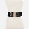 Руса Gold Buckle Sequin Stretch Belt Fashion Emesting 60 см голеня пояс эластичная женская девочка с широкой талией