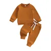 Set di abbigliamento Takeuter Baby Boy Girl Outfit Solid Color Outfit Fedela tascabile Tops di pantaloni Abbigliamento Set di tubi casual