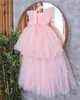 Meisjesjurken Roze bloemenjurk Lange tule jurk voor meisjes Trein Junior Bruidsmeisje Verjaardag