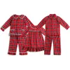 Pyjamas de Noël enfants garçons et filles à volants en coton doux pyjama rouge de Noël boutonné costume de sommeil à volants à manches longues vêtements de nuit 231220