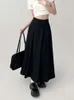 Женская мода Ретро плиссированные юбки 2023 Весна Новая высокая талия Черная длинная готическая юбка большого размера средней длины трапециевидной формы