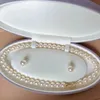 A large pearl collar, collarbone, short necklace, pearl earrings with gift box for women as a gift accessory