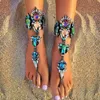 Modna ślub Barefoot Sandals Sandały plażowe biżuteria Seksowna łańcuch nóg żeńska Kryształowa kostka dla kobiet267p