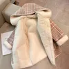 Hiver Girl Laine Coat Brillbreaker Casual Wear Woolen Encorage de pardessus Hooded Kids Outwear Velvet Veste Croissant Button 231221