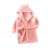 Autumn Winter Kids Hooded Bathrobe Baby Boys Girls Cartoon Rabbit Flannel Pajamas Children Soft Bath Robe Nightgown Bath Rob 231221