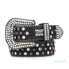 Echte lederen vrouw Rhinestone Belt Simon Silver Fashion Luxurys Designer voor man bezaaide riemen Rock Buckle Mens Leather Hot Boy Breedte 3,8 cm Casual Belt