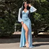 Vestidos de festa Sevintage Sky Blue Chiffon Prom Dress Vestido