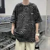 Mannen T-shirts Zomer Zebra Gedrukt Korte mouwen T-shirt Harajuku Stijl Knappe Hiphop Causale Losse Top T-shirts Mannelijke kleding