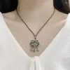 Ketten 925 Silber aushöhlen Pfingstrose Blume Quaste Halskette für Frauen verstellbar und exquisite lange Ruyi Schloss Anhänger Retro-Stil Schmuck