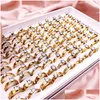 Anneaux de bande Mode 30pcs / lot en acier inoxydable cristal zircon anneau titane bande or sier style mixte hommes et femmes bijoux de mariage Dro Dhqbh