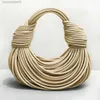 Knot Bottegs Venets Noodle Bags Classic Double Bag Lady Tote 2023 Ny handväska Pure Hand Sticked Mesh Women's Rope Knut Small Cattle Leather Handbag Zxqe