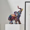 Graffiti Colorful Painting Elephant Sculpture Figurine Art Elephant Statue Creative Resin Crafts Home Porch Desktop Decor 231220
