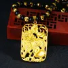 Collier avec pendentifs dominants creux pour hommes, en or pur véritable 18 carats, bijoux fins pour fête des pères, cadeau, chaîne jaune 999