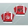 Anpassad Donald Trump 45 CCCP Ryssland Hammer och Sickle Red Hockey Jersey Fake News New Top Stitched S-M-L-XL-XXL-3XL-4XL-5XL-6XL