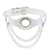 Choker White Necklace Vintage Charm Gothic Spike Rivet Collar Pendant Leather Pentagram Harajuku Women Punk Halsband smycken
