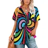 Women's T Shirts Hippie Abstract Swirl Pattern Women T-Shirt Crewneck Casual Short Sleeve Tops Summer Tees Patterns