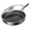 Casserole 30 cm avec couvercle 316 en acier inoxydable frire wok wok wok en nid d'abeille à double face livraison de gouttes