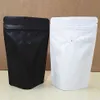 50pcs noir mat blanc debout valve en aluminium sac ziplock sac de stockage de grains de café valve unidirectionnelle sacs d'emballage étanches à l'humidité 201303l