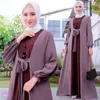 Vêtements ethniques EID Luxe Abaya Kimono Hijab Robe musulmane pour femmes 2023 Mode d'été Lace Up Open Dubai Party Turquie Islam Kaftan Robe
