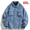 Vestes pour hommes Bleu Denim Veste Hommes Cargo Plus Taille 8XL Manteau Mode Casual Stripe Design Mâle Grande Haute Qualité