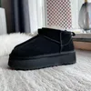 Platform Ultra Wollen Mini Laarzen Kastanje Tasman Slippers Mini''uggli''platform Australië Snowboot Designer Dames Echt Leer Dikke Wol Pluizige Warme Winter