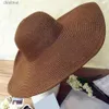 Wide Brim Hats Bucket Hats Ladies Fashion Hawaii Summer Beach Floppy Black Straw Hat Solid Color Women Wide Brim Travel Sun Casual Cap For OutdoorL231221