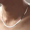 2021 Unisex Flat Schlangenknochenkette Halskette 45 cm 50 cm Blatthack für Frauen Männer 925 Silberschmuck SAN3218M