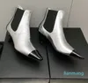 2023 läder chelsea stövlar kvinnor glider på sexig spetsiga tån sträcka ankelstövlar