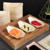 Ensembles de vaisselle 100 pièces conteneur Sushi bateau gâteau décoration plateaux à emporter conteneurs en bois